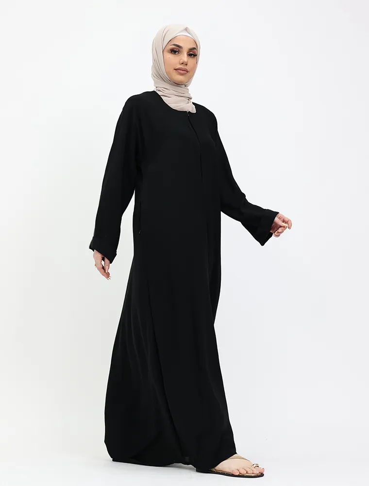 Black Linen Feel Basic Abaya